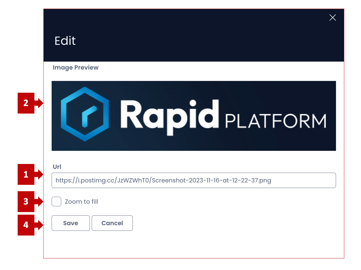 Breakdown of image configuration panel